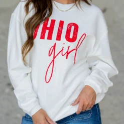 Bold Ohio Girl Ribbed Graphic Crewneck -Women's Clothing Store untitled 5994