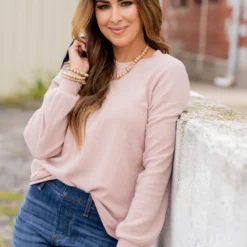 Textured Solid Trim Sweatshirt -Women's Clothing Store untitled 6012