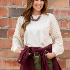 Cutout Sleeve Solid Body Sweater