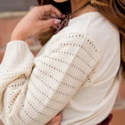 Cutout Sleeve Solid Body Sweater 21 Cutout Sleeve Solid Body Sweater -Women's Clothing Store untitled 6035