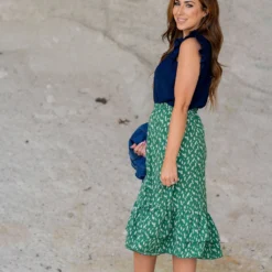 Brush Stroked Double Ruffle Bottom Midi Skirt -Women's Clothing Store untitled 6114 af902a1c a704 4487 b70a b432d7d45b28