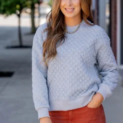 Quilted Crewneck Sweatshirt