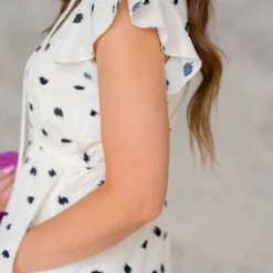 Sketched Flutter Trim Dress -Women's Clothing Store untitled 6143