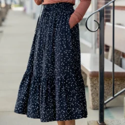 Speckled Ruffle Bottom Maxi Skirt -Women's Clothing Store untitled 6156