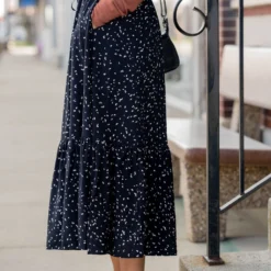 Speckled Ruffle Bottom Maxi Skirt -Women's Clothing Store untitled 6162