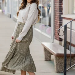 Speckled Ruffle Bottom Maxi Skirt -Women's Clothing Store untitled 6179