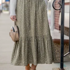 Speckled Ruffle Bottom Maxi Skirt -Women's Clothing Store untitled 6196