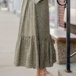 Speckled Ruffle Bottom Maxi Skirt -Women's Clothing Store untitled 6198