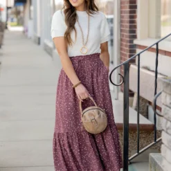 Speckled Ruffle Bottom Maxi Skirt -Women's Clothing Store untitled 6223
