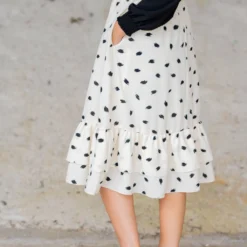 Sketched Double Ruffle Bottom Midi Skirt -Women's Clothing Store untitled 6278