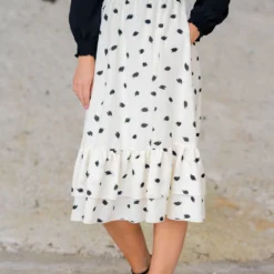 Sketched Double Ruffle Bottom Midi Skirt -Women's Clothing Store untitled 6280