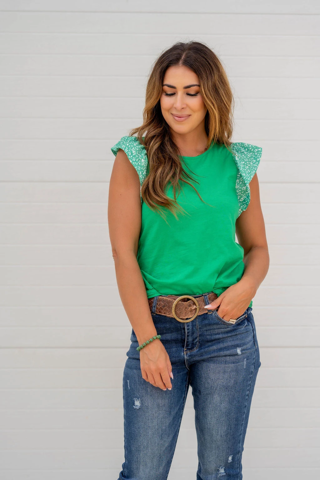 Micro Spotted Ruffle Solid Body Tank 2 Micro Spotted Ruffle Solid Body Tank - Image 2