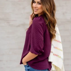 Stitched Dots 3/4 Sleeve V Blouse 20 Stitched Dots 3/4 Sleeve V Blouse -Women's Clothing Store untitled 6352