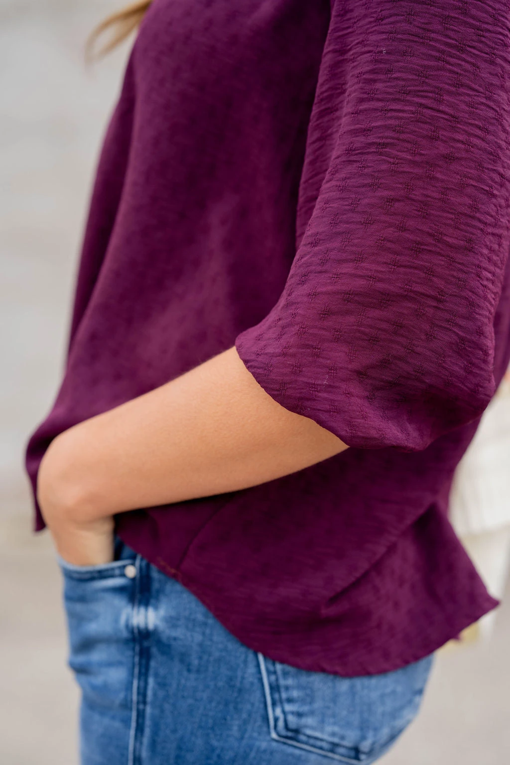 Stitched Dots 3/4 Sleeve V Blouse 7 Stitched Dots 3/4 Sleeve V Blouse - Image 7