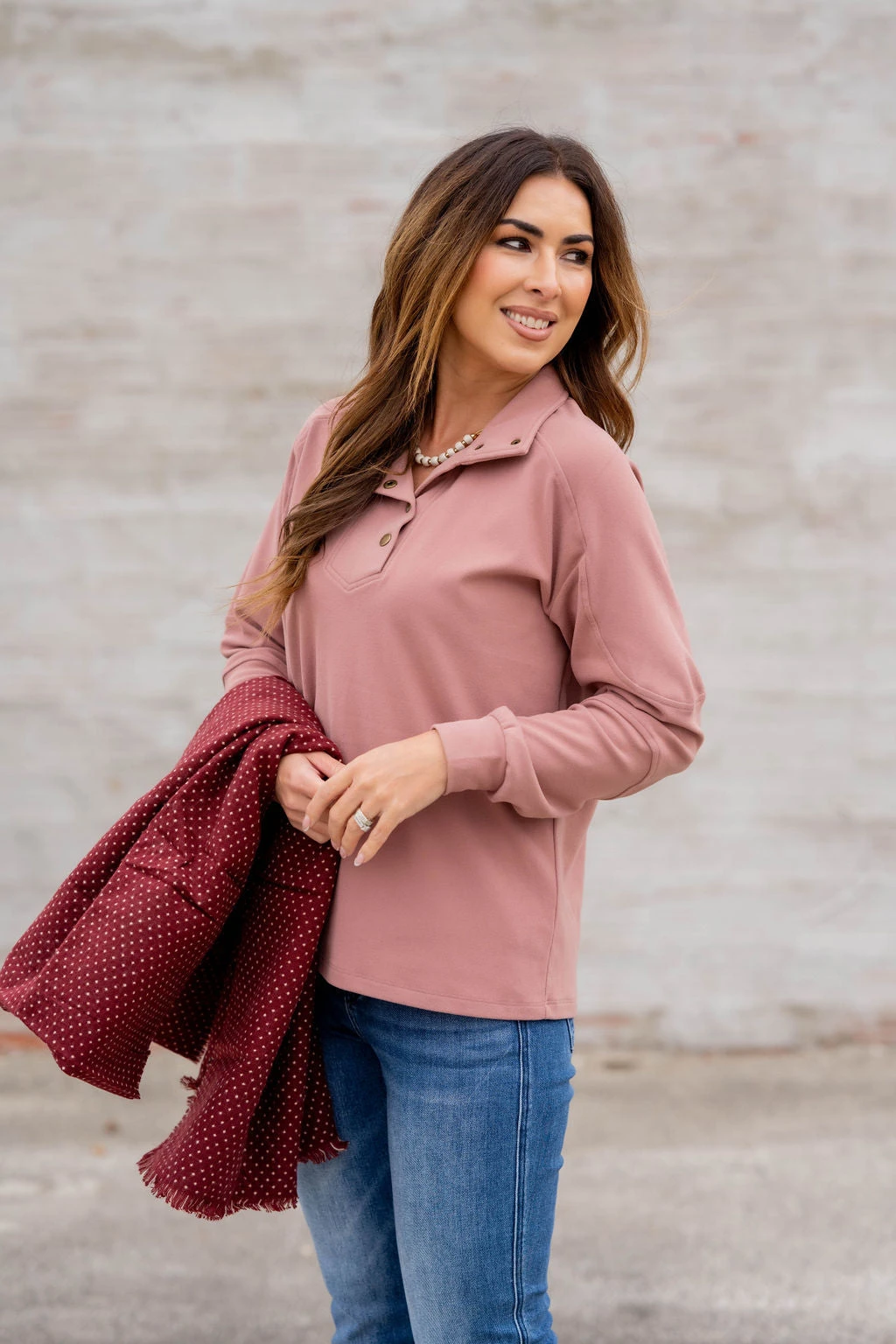 Rib Accented Button Pullover 1 Rib Accented Button Pullover