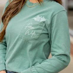 Farm Wife Long Sleeve Pocket Graphic Tee -Women's Clothing Store untitled 6388 553971