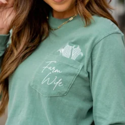 Farm Wife Long Sleeve Pocket Graphic Tee -Women's Clothing Store untitled 6390 739522