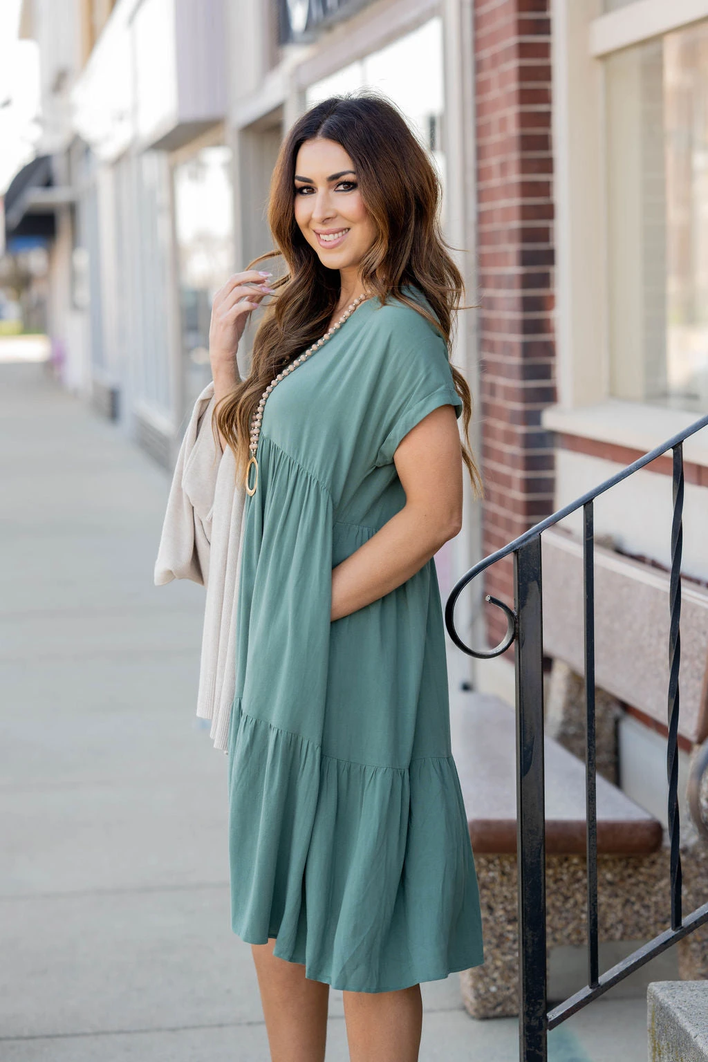 Flowy Tiered Midi Dress 3 Flowy Tiered Midi Dress - Image 3