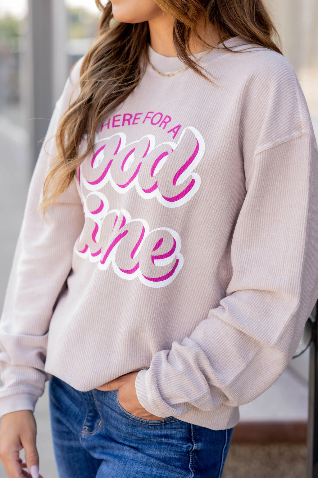 Here For A Good Time Ribbed Graphic Crewneck 4 Here For A Good Time Ribbed Graphic Crewneck - Image 4