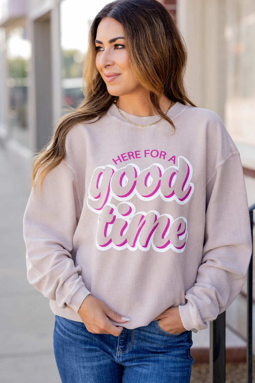 Here For A Good Time Ribbed Graphic Crewneck 7 Here For A Good Time Ribbed Graphic Crewneck - Image 7
