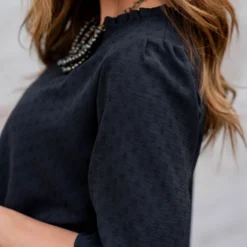 Stitched Dots 3/4 Sleeve V Blouse 24 Stitched Dots 3/4 Sleeve V Blouse -Women's Clothing Store untitled 6497