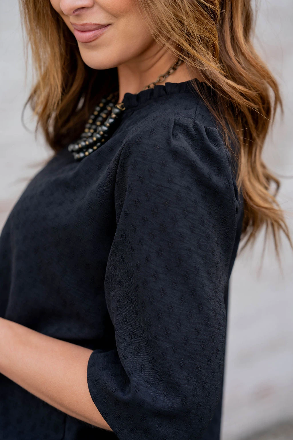 Stitched Dots 3/4 Sleeve V Blouse 9 Stitched Dots 3/4 Sleeve V Blouse - Image 9