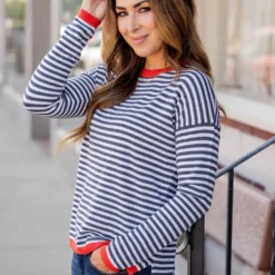 Striped Color Pop Sweater Tee 25 Striped Color Pop Sweater Tee -Women's Clothing Store untitled 6506