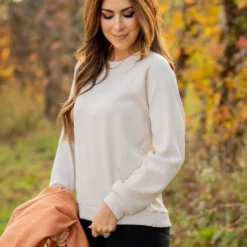 Woven Textured Sweatshirt 13 Woven Textured Sweatshirt -Women's Clothing Store untitled 6518 174101