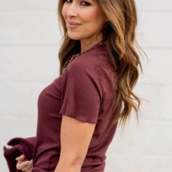 Braided Texture Raw Edge Tee -Women's Clothing Store untitled 6530