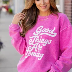 Retro Good Things Are Coming Ribbed Graphic Crewneck 8 Retro Good Things Are Coming Ribbed Graphic Crewneck -Women's Clothing Store untitled 6545