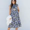 Speckled Floral Ruffle Midi Dress