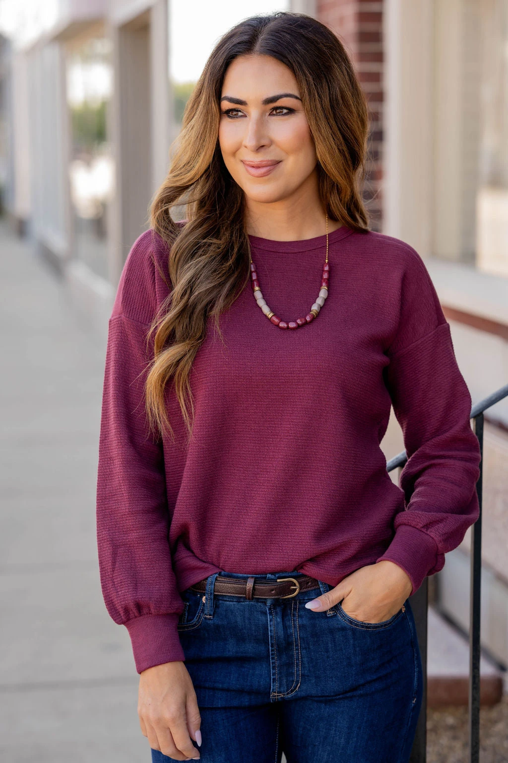 Woven Textured Relaxed Sleeve Sweatshirt 2 Woven Textured Relaxed Sleeve Sweatshirt - Image 2