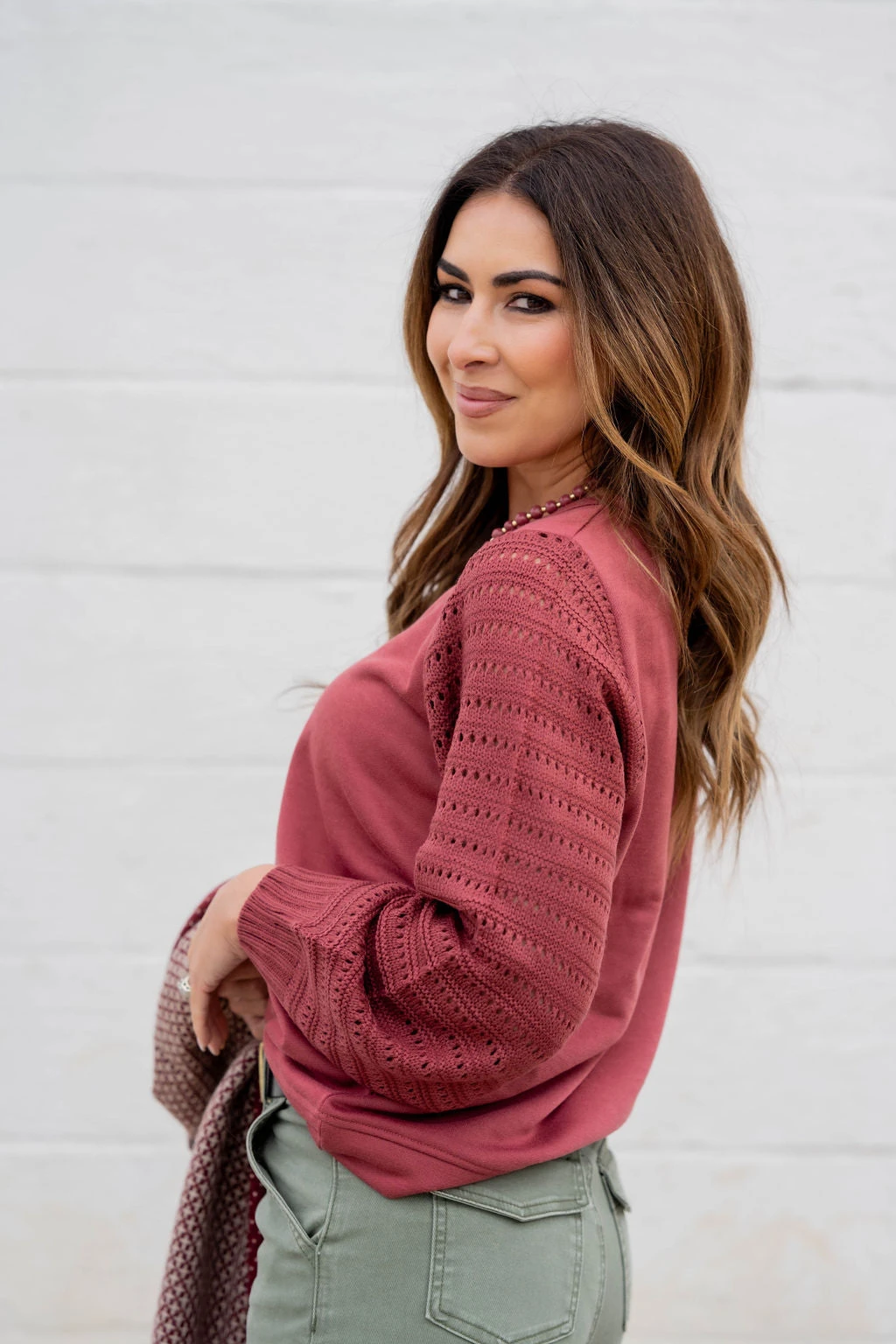 Cutout Sleeve Solid Body Sweater 15 Cutout Sleeve Solid Body Sweater - Image 15