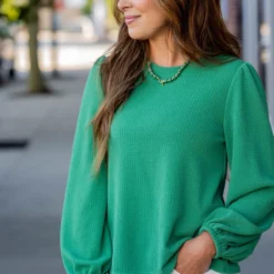 Bold Textured Cinched Sleeve Blouse -Women's Clothing Store untitled 6583