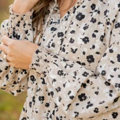 Floral Cinched Trim Tie Blouse 22 Floral Cinched Trim Tie Blouse -Women's Clothing Store untitled 6634 570653