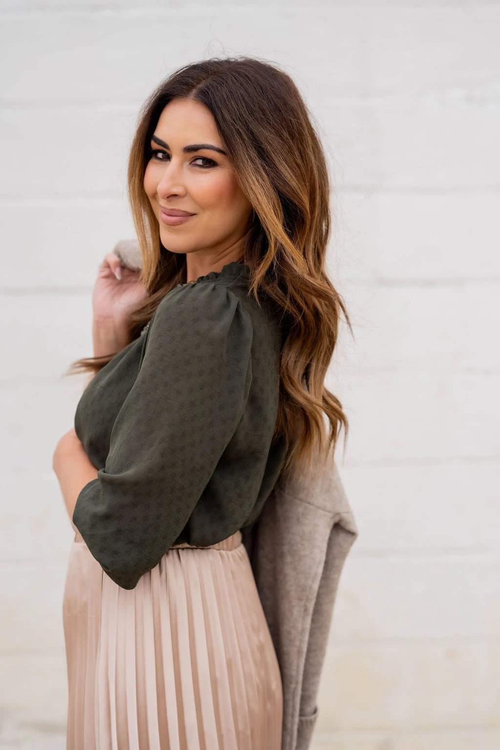 Stitched Dots 3/4 Sleeve V Blouse 16 Stitched Dots 3/4 Sleeve V Blouse - Image 16