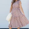 Mini Blooms Ruffle Tiered Midi Dress