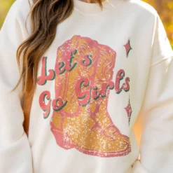 Let's Go Girls Graphic Crewneck -Women's Clothing Store untitled 6743 136057