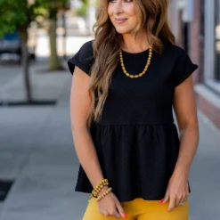 Subtle Checkered Peplum Tee -Women's Clothing Store untitled 6755 9f683f38 95b3 4034 9f9f 48726195461c