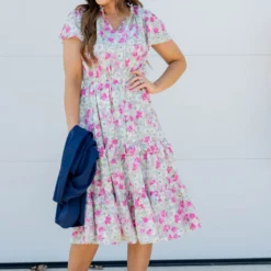 Aster Cap Sleeve Tiered Midi Dress 9 Aster Cap Sleeve Tiered Midi Dress -Women's Clothing Store untitled 6772