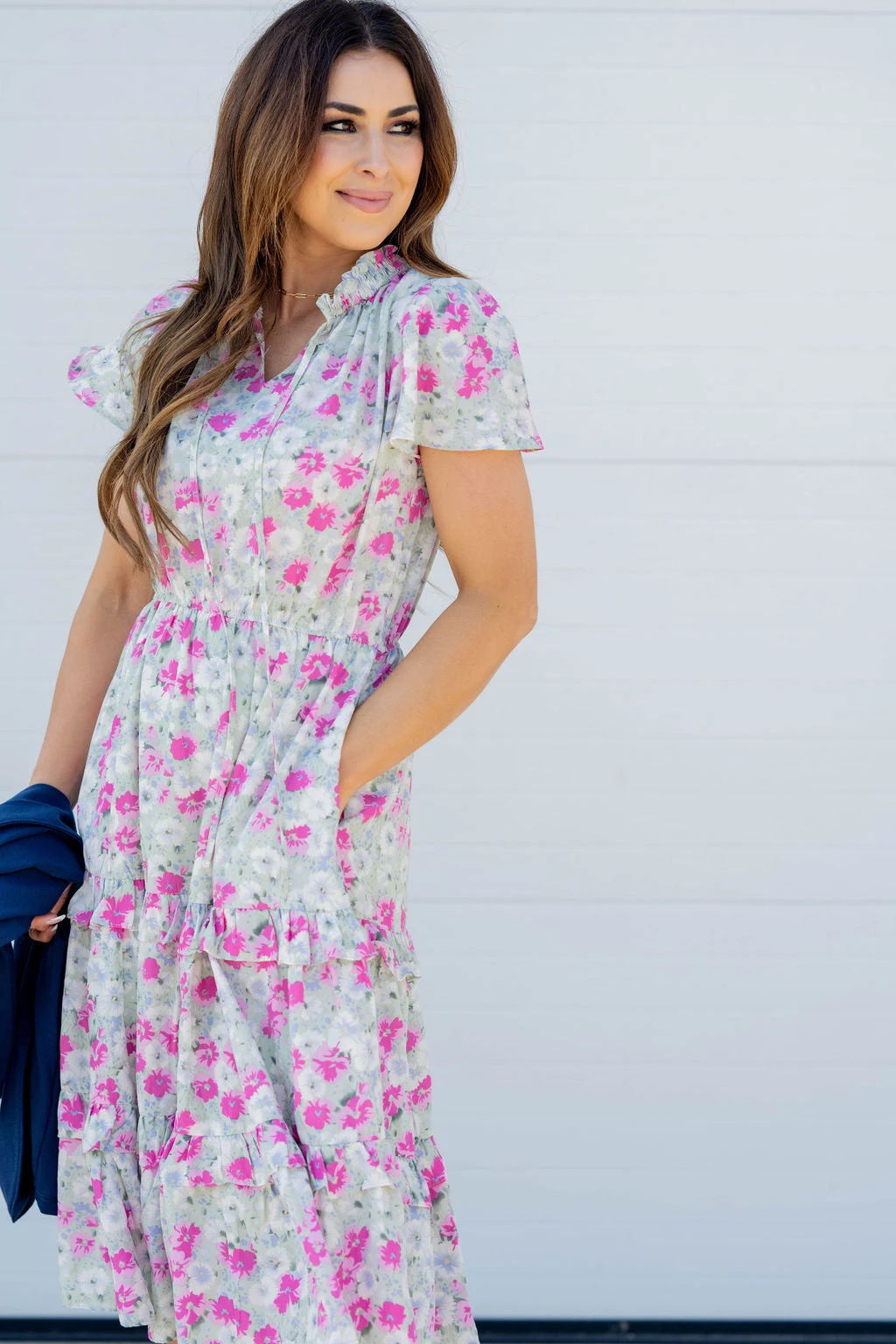 Aster Cap Sleeve Tiered Midi Dress 4 Aster Cap Sleeve Tiered Midi Dress - Image 4