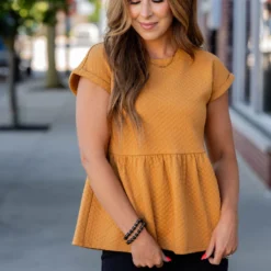 Subtle Checkered Peplum Tee -Women's Clothing Store untitled 6809 92c01868 eeec 43a8 a59d 15a0935f781d