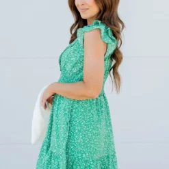 Speckle Ruffle Accented Dress 35 Speckle Ruffle Accented Dress -Women's Clothing Store untitled 6811