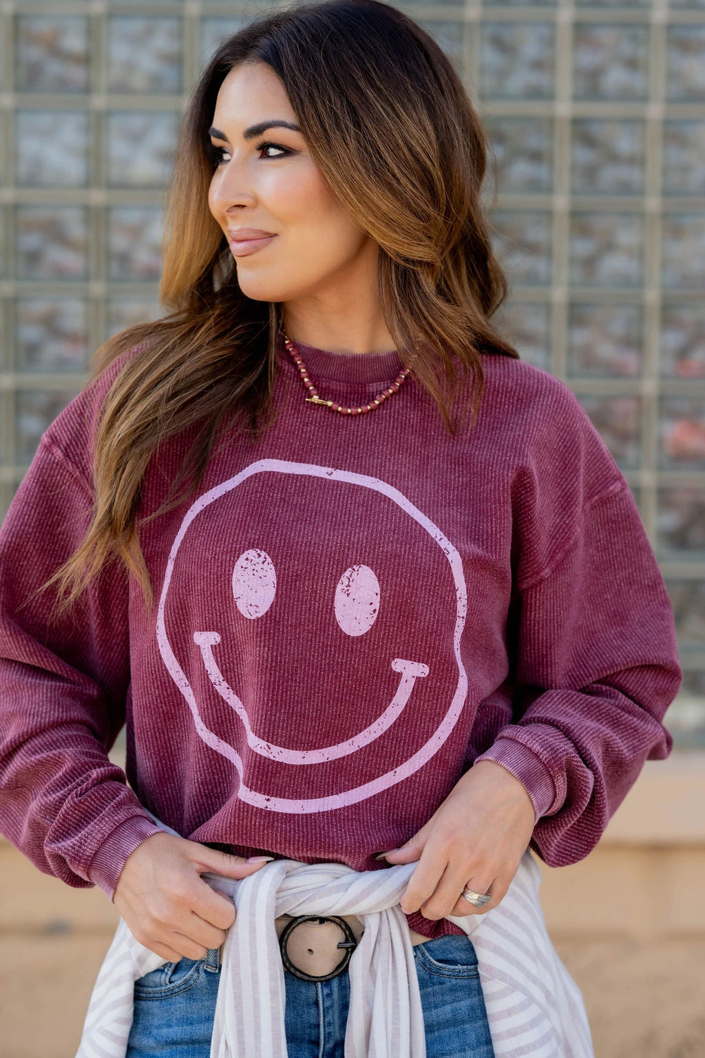 Vintage Smiley Face Ribbed Graphic Crewneck 3 Vintage Smiley Face Ribbed Graphic Crewneck - Image 3