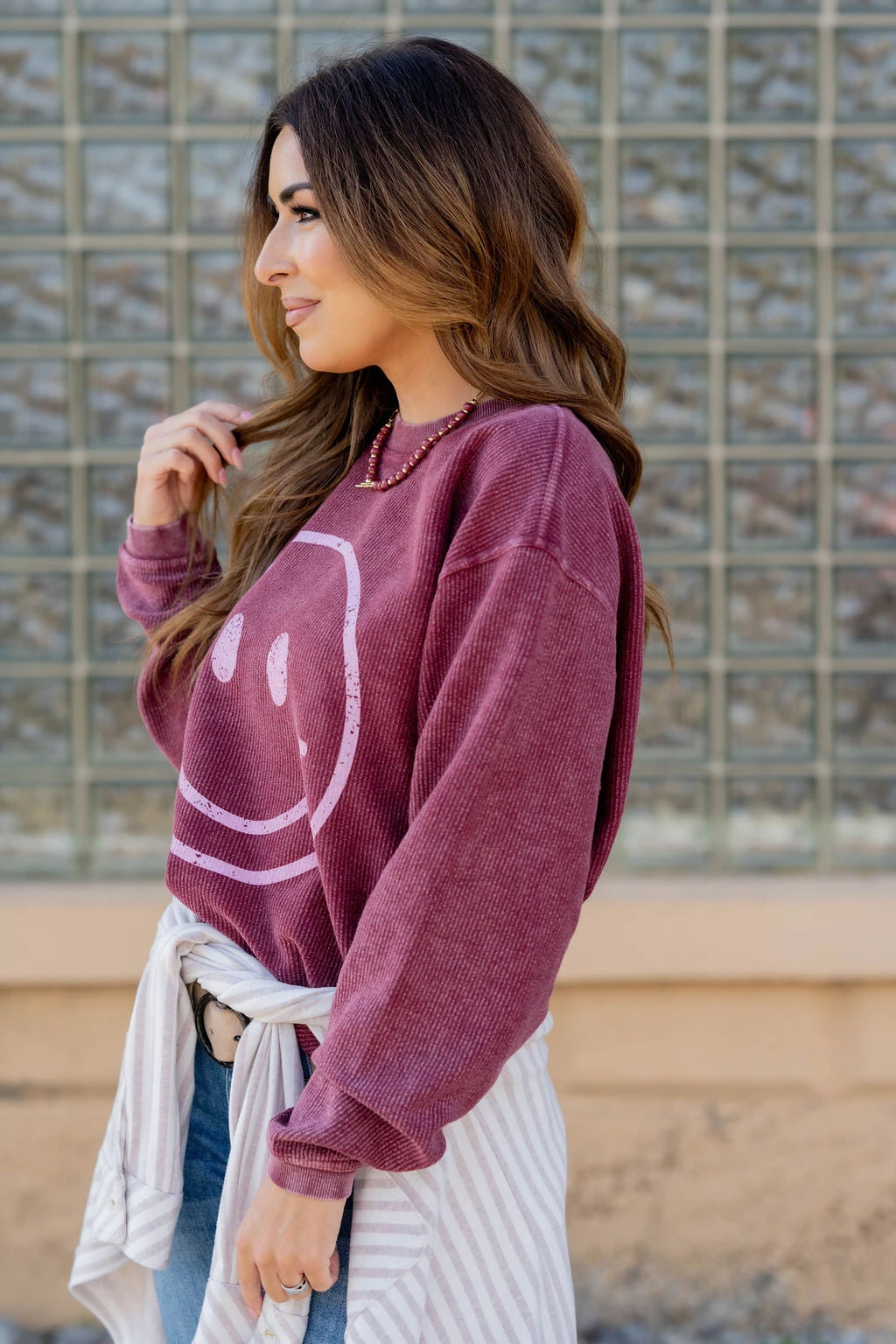 Vintage Smiley Face Ribbed Graphic Crewneck 2 Vintage Smiley Face Ribbed Graphic Crewneck - Image 2