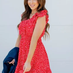 Speckle Ruffle Accented Dress 38 Speckle Ruffle Accented Dress -Women's Clothing Store untitled 6832