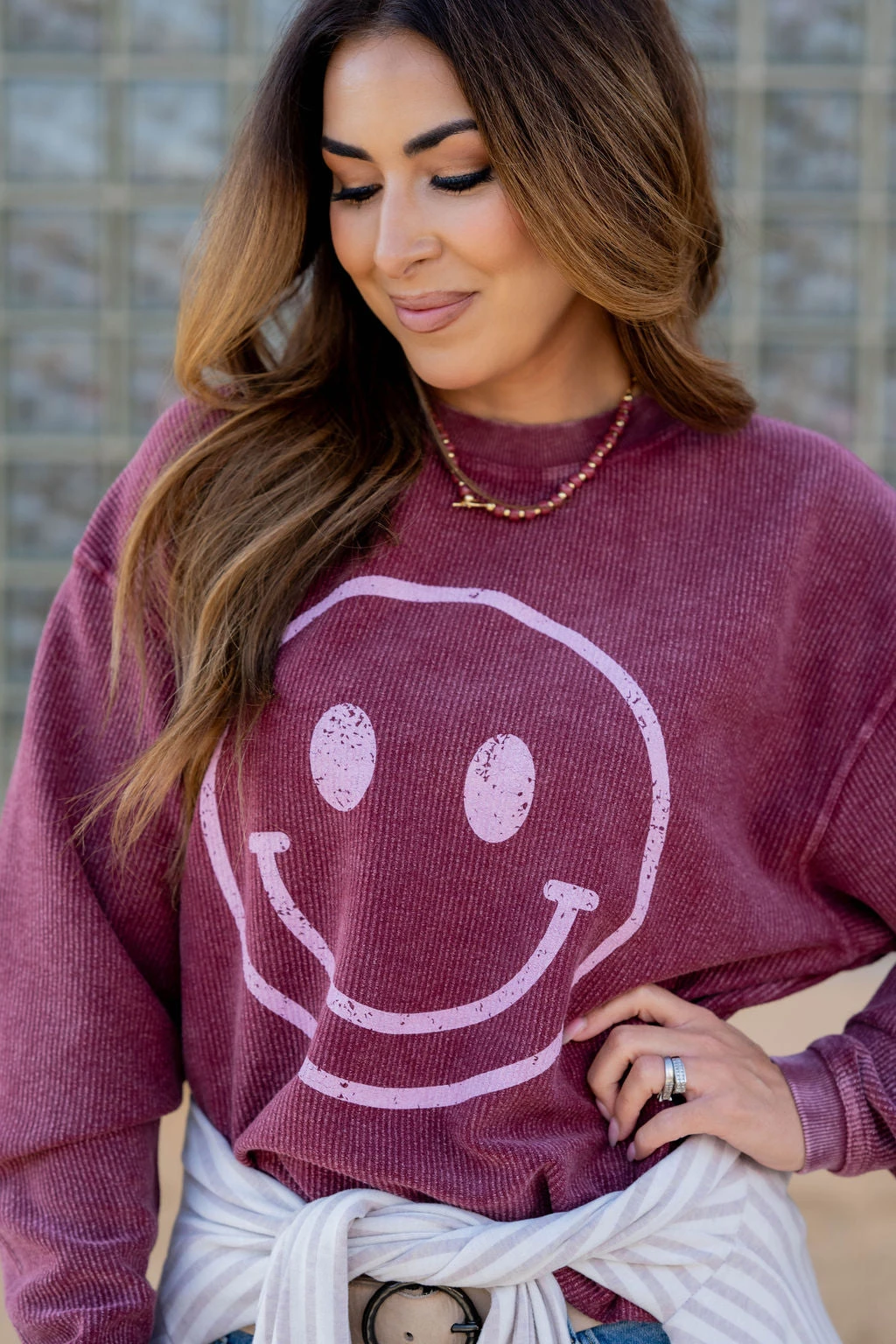 Vintage Smiley Face Ribbed Graphic Crewneck 5 Vintage Smiley Face Ribbed Graphic Crewneck - Image 5