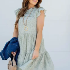 Speckled Smocked Top Dress -Women's Clothing Store untitled 6903