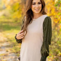 Dotted Lines Sleeve Tee -Women's Clothing Store untitled 6905 940286