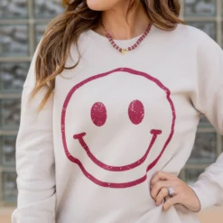 Vintage Smiley Face Graphic Crewneck -Women's Clothing Store untitled 6906 0f956bf8 64b7 4854 8ba5 e09f1aabcc8a